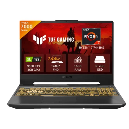 ASUS TUF A15 (2025), AMD Ryzen 7 7445HS, Gaming Laptop(RTX 3050,75W TGP,16GB DDR5(Upgradeable Upto 64GB )512GB SSD,FHD,15.6",144Hz,RGB Keyboard,48Whrs,Windows 11,Graphite Black,2.3 Kg) FA506NCG-HN199W