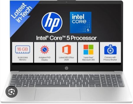 HP 15, Intel Core 5-120U (16GB DDR4, 512GB SSD) FHD, Anti-Glare, Micro-Edge, 15.6''/39.6cm, Win11, M365 Basic(1yr), Office Home24, Silver,1.59kg, FD0640TU, FHD Camera w/privacy shutter, Backlit Laptopx